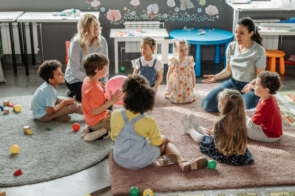 students in a circle learning